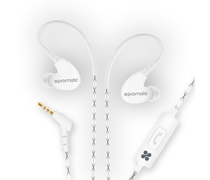 Promate Active Stereo Sweat Proof Sports Headphone, White - Zoom Image 6