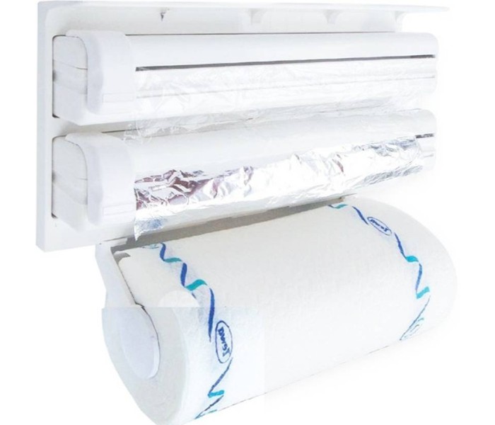 Triple Paper Dispenser Cling Film Wrap, Aluminum Foil and Kitchen Roll EN4127 White - Zoom Image 2