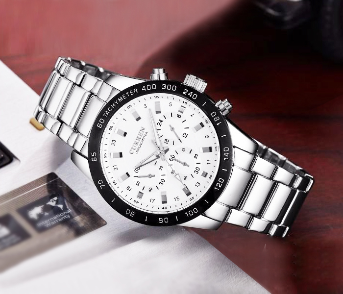 Curren 8017 Stainless Steel Strap White Dial Quartz Sports Watch For Men - Zoom Image 2