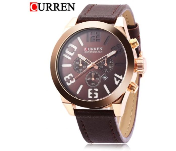 Curren 8198 Quartz Watch For Men Brown And Gold - Zoom Image