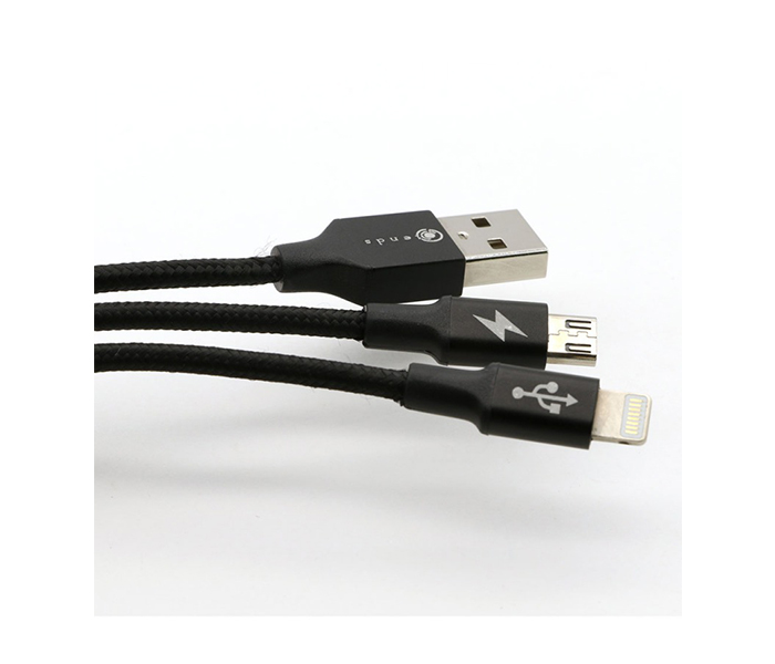 iends IE-CA2474 2-in-1 Fast Charging Braided Lightning Data Cable - Zoom Image 3