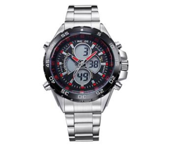 Weide WH 1103PU Mens Digital and Analog Watch Silver and Red - Zoom Image 4