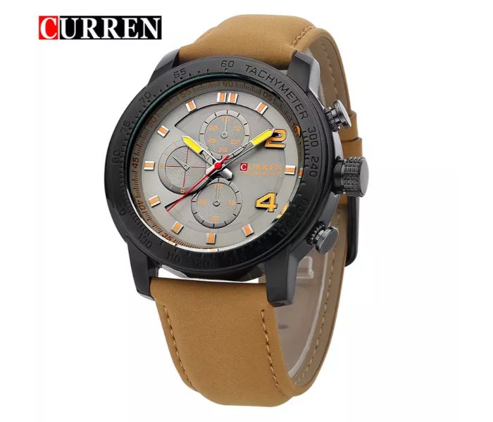 Curren 8190 Casual Analog Quartz Watch For Men Grey And Brown - Zoom Image 3