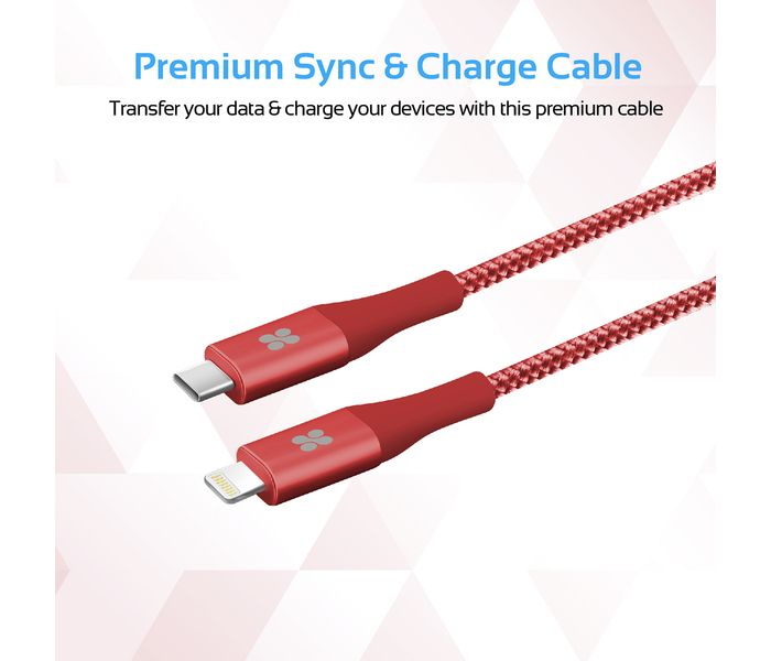 Promate UniLink-LTC2 USB Type-C OTG Cable with Lightning Connector - Red - Zoom Image 1