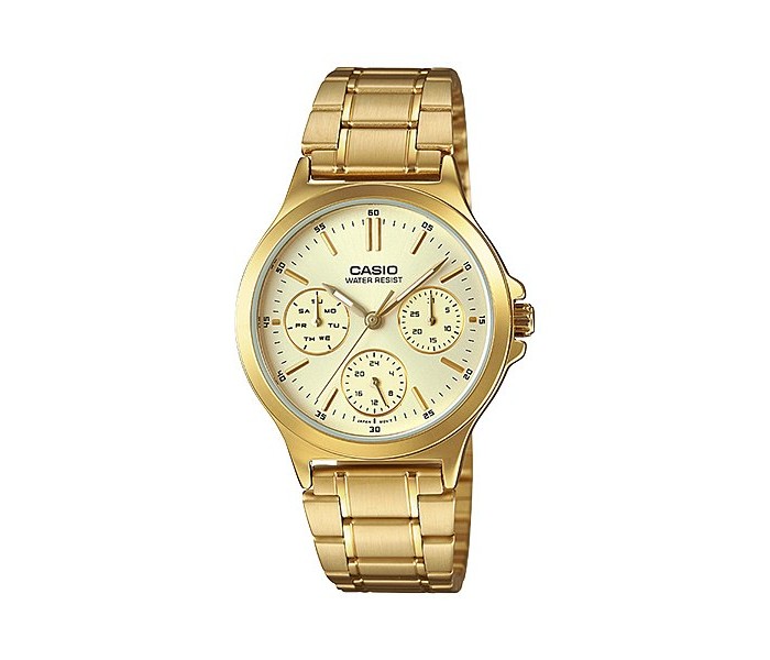 Casio LTP-V300G-9AUDF Womens Analog Watch Gold and Beige - Zoom Image