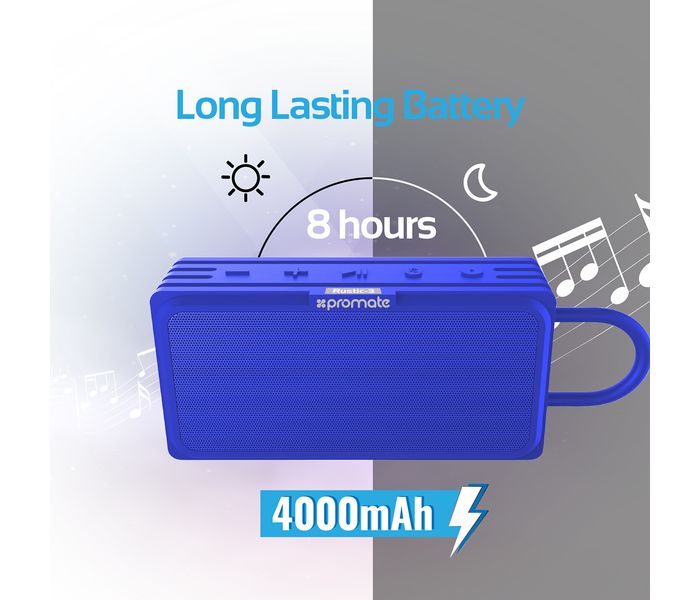 Promate Rustic-3 10W IPX6 Waterproof Wireless Speaker with Micro SD Card Slot - Blue - Zoom Image 5