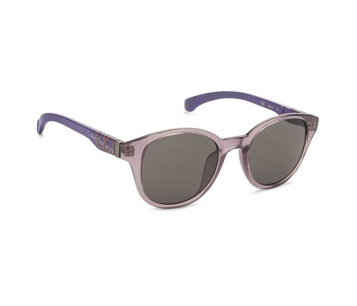 Calvin Klein CKJ739S 500 Round Purple Transparent Frame & Grey Mirrored Sunglasses for Unisex - Zoom Image 1