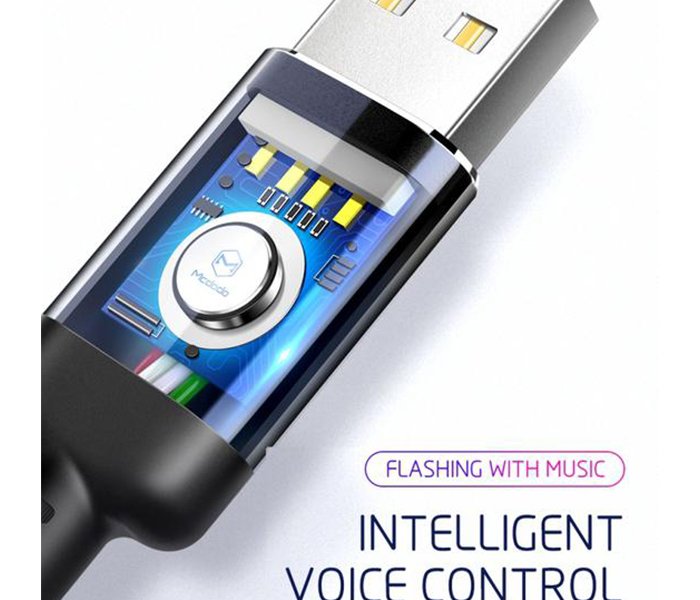 Mcdodo CA-5841 1m X Series Lightning Cable with Volume Controled Dancing LED - Black - Zoom Image 3