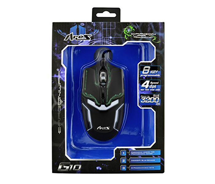 Dragon War G10 Aries 3200 DPI Gaming Mouse - Black - Zoom Image 5