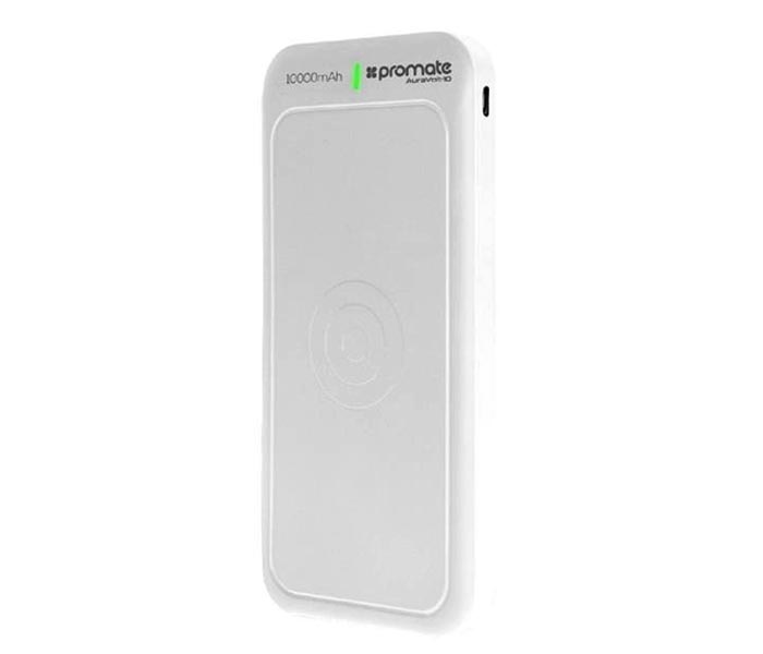 Promate AuraVolt-10 10000 mAh Portable Wireless Charger Power Bank with Type C, White - Zoom Image 1