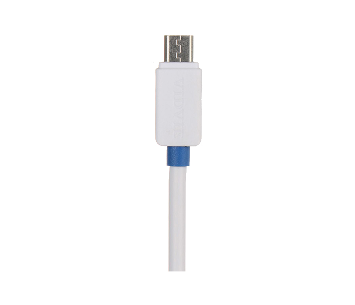 Vidvie PLE-201 2.1A 2 Pin Adapter with Micro Cable for Smartphone - 1 Meter, White - Zoom Image 1