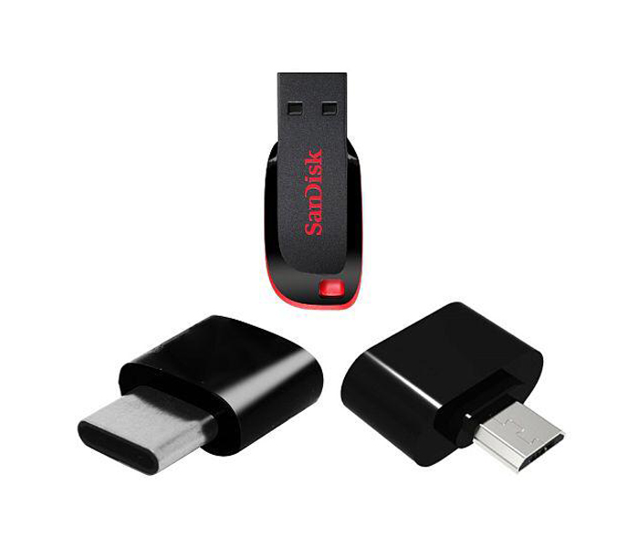 ZE 3 In 1 Combo Gift Set, Sandisk Cruzer Blade 16Gb USB 2.0 Flash Drive + Micro USB 2.0 OTG Connector + Type C Male To USB 2.0 Female OTG Connector - Zoom Image 4