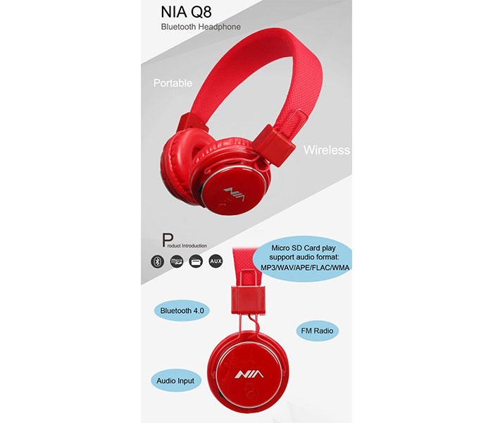 NIA Q8 Foldable Wireless Bluetooth Headphone with Mic - Zoom Image 3