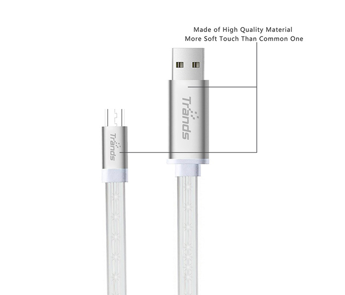 Trands TR-CA3073 1 Meter LED Flowing Micro USB Cable - White - Zoom Image 2