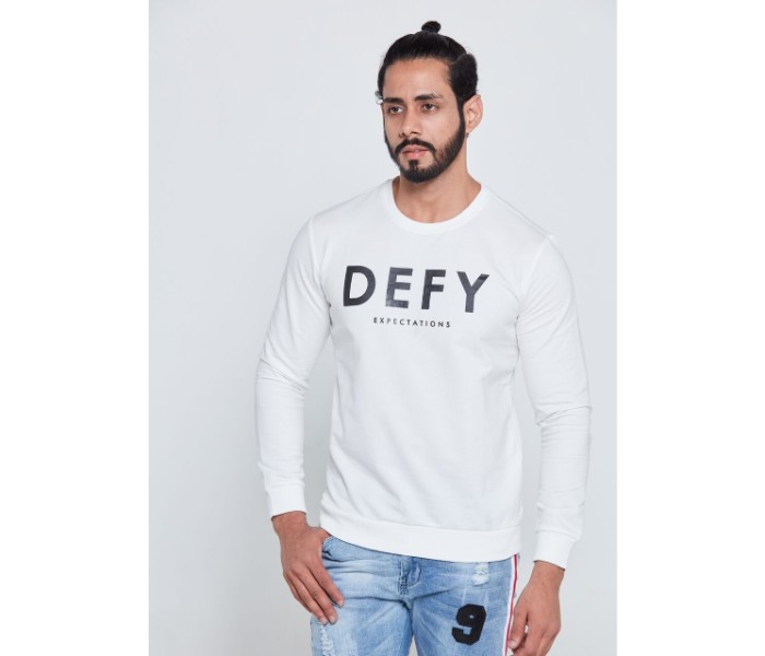 Petro OU10031 Printed Long Sleeve Round Neck T-Shirt M- White - Zoom Image 2