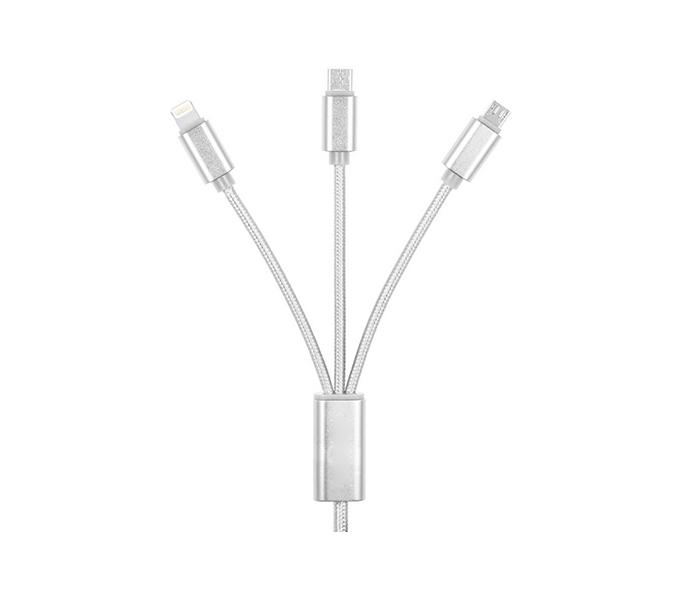 iends IN-CA483 3-in-1 USB Cable with Micro USB Type C and Lightning Connector - Silver - Zoom Image 3