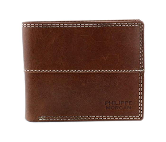 Philippe Morgan PM031 Men Leather Bifold Wallet Brown - Zoom Image 2