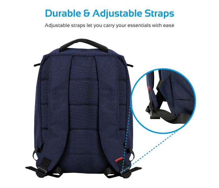 Promate Citypack-BP 15.6 inch Laptop Backpack with Multiple Pockets, Blue - Zoom Image 3