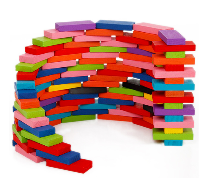 Taqdeer 204-018 Kids Bright Colored Wooden Tumbling Domino Toy - Zoom Image 2