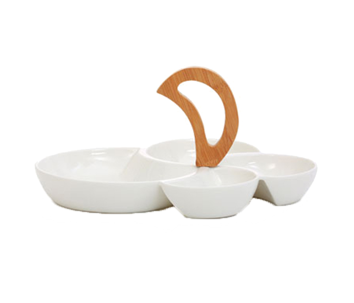 Royalford RF7685 4-Assorted Dish Bowl with Handle - 12 inches, White - Zoom Image