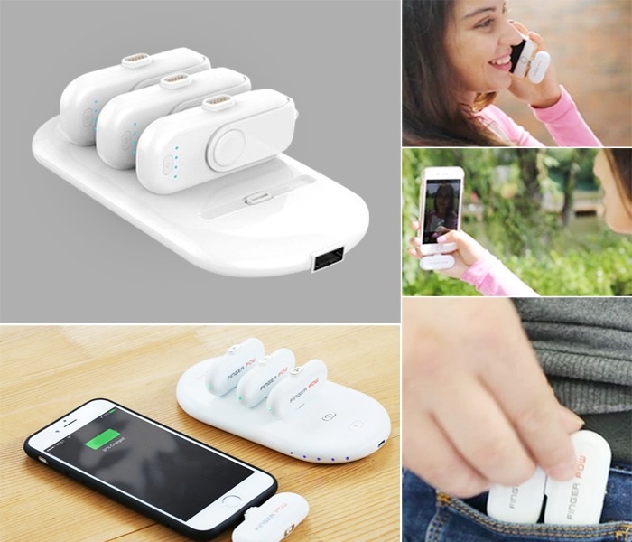 Finger Tip 10,000mAh Universal 4 Magnetic Charging Pack with Power Station Base, Micro Type C and Lightning Magnetic Connectors White - Zoom Image 16