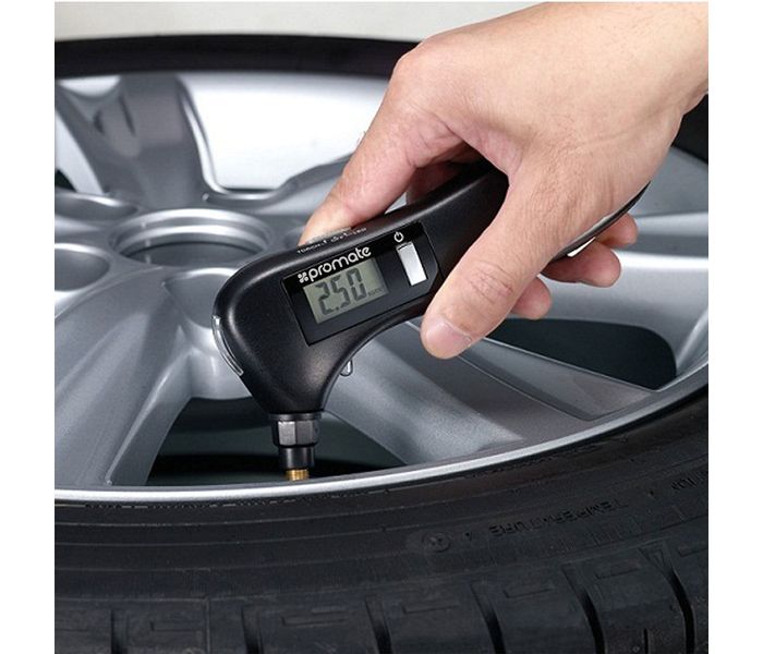 Promate Roadgear Digital Tyre Pressure Gauge with inbuilt Emergency Tools & LED Light - Black - Zoom Image 1