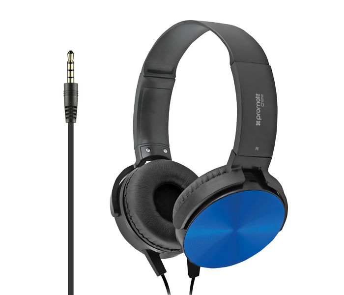 Promate Chime Rotatable Over-The-Ear Wired Stereo Headset with Built-In Mic, Blue - Zoom Image 7