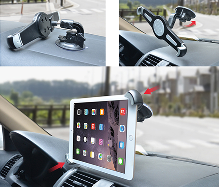 3XR Adjustable Windshield Car Mount Tablet Holder for iPad - Black - Zoom Image 2