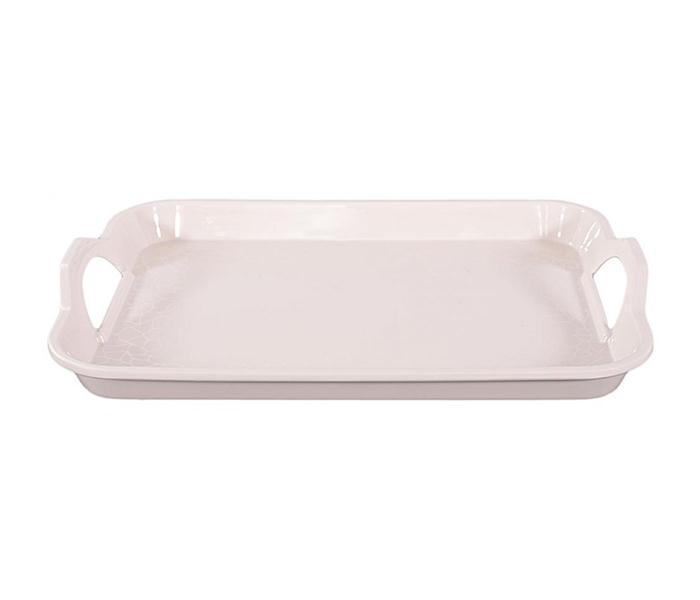 Royalford RF5065 17.5-inch Melamine Ware Handle Tray - White Pearl - Zoom Image 4