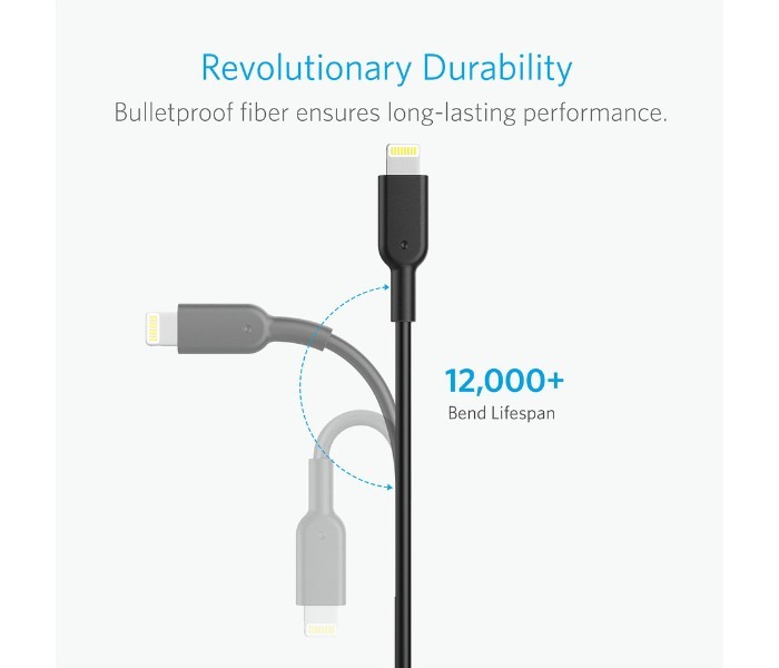 Anker A8432 Powerline II Lightning Cable 3 ft Black - Zoom Image 3