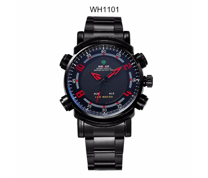 Weide WH 1101MB Mens Digital and Analog Watch Black and Red - Zoom Image