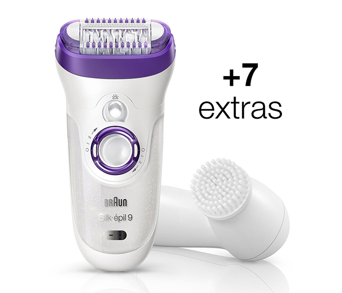 Braun 9-579 Silk-epil 9 Wet & Dry Epilator with 7 Extras - White & Purple - Zoom Image 1