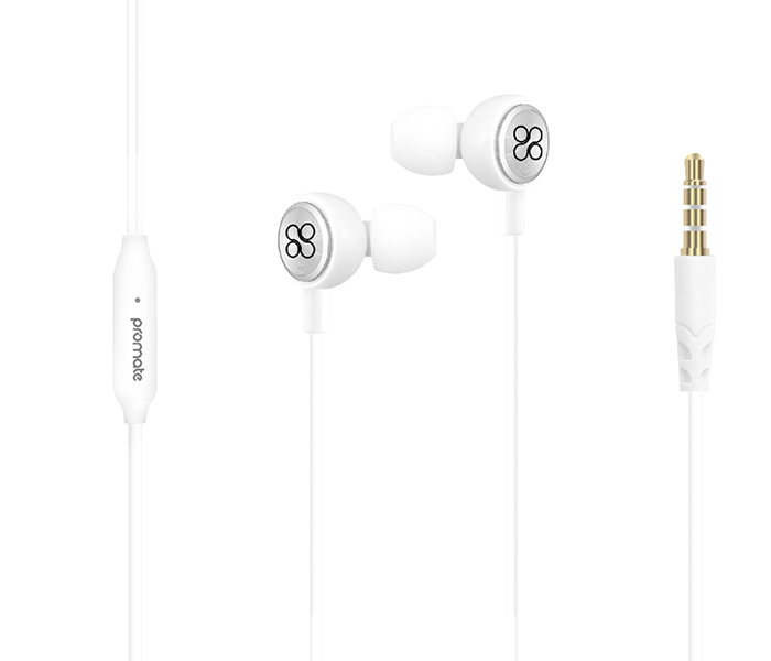 Promate Flano Lightweight Ergonomic High Definition Stereo Earphones - White - Zoom Image 5