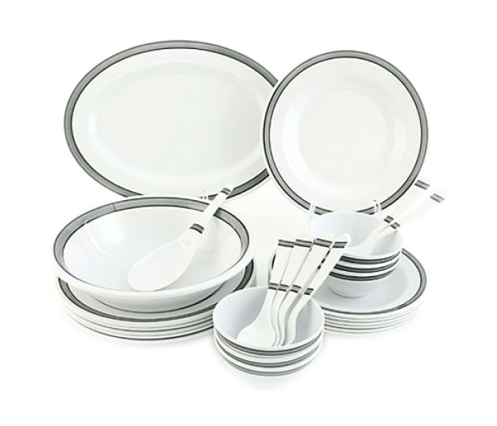 Royalford RF6723 27 Pieces Melamine Ware Dinner Set - White & Grey - Zoom Image 4