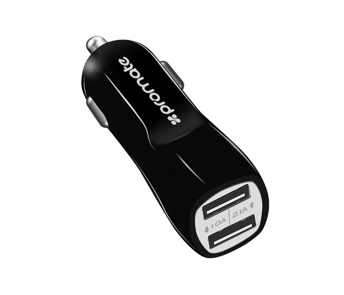 Promate Vivid 3100mAh Dual USB Car Charger, Black - Zoom Image 1