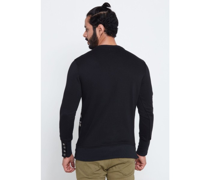 Petro OU10070 Printed Long Sleeve Side Button Sweat Shirt 2XL-Black - Zoom Image 1