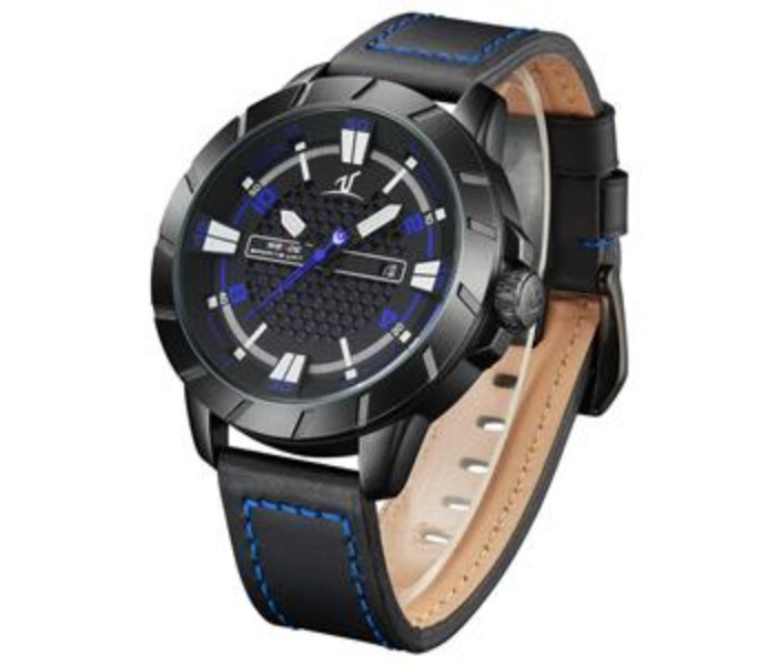 Weide UV 1608LB Mens Analog and Complete Calendar Watch Black and Blue - Zoom Image 1