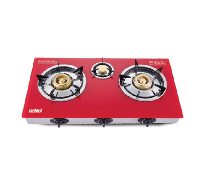 Sanford SF5364GC 3B Glass Triple Burner Gas Stove - Red - Zoom Image