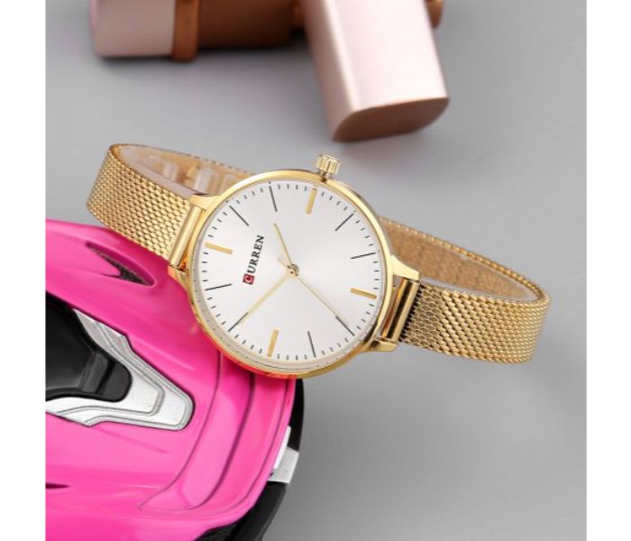 Curren 9022 Stainless Steel Analog Quartz Watch For Women White and Gold - Zoom Image 1