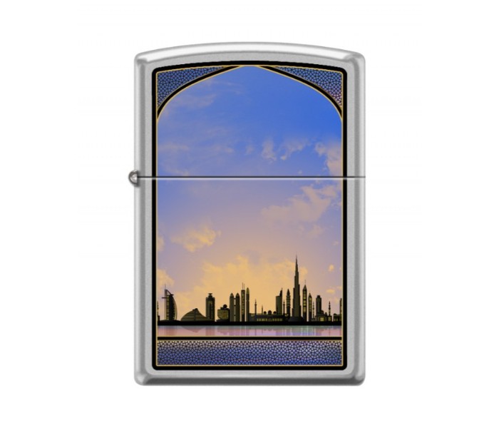 Zippo 205 CI405078 Satin Chrome Dubai City Skyline With Arc Lighter Multicolor - Zoom Image