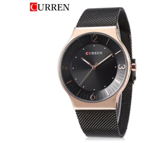 Curren 8304 Casual Quartz Watch For Men Black and Gold - Zoom Image 1