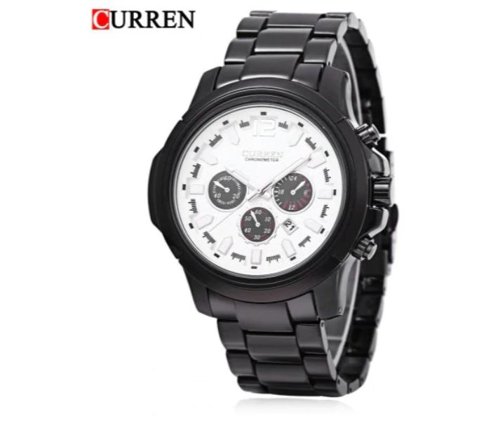 Curren 8059 Stainless Steel Analog Watch For Men Black And White - Zoom Image 3