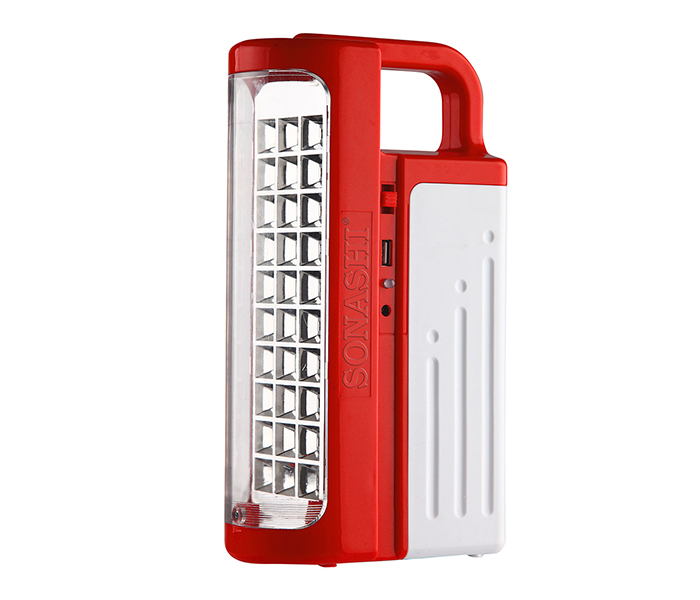 Sonashi SEL-702 30 Piece Rechargeable LED Lantern with Power Bank & Solar Charge Function - Red - Zoom Image 1