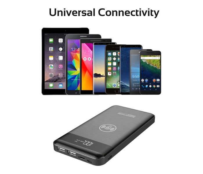 Promate AuraPack-10 10000 mAh Qi Wireless Charger Power Bank with 2 Way Type C Charging Port, Black - Zoom Image 7