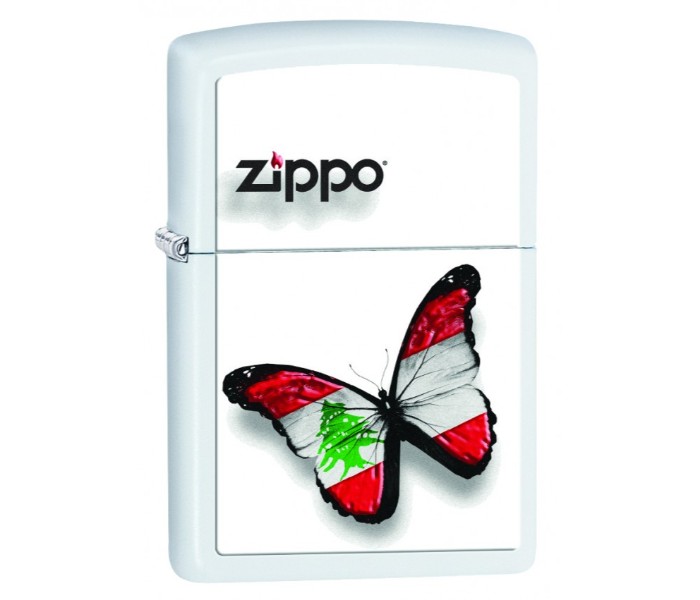 Zippo 214-CI014314 001698 Lebanon-ButterFly Flag Regular Lighter White - Zoom Image