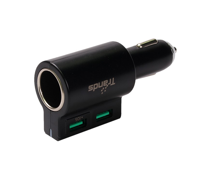 Trands TR-PC319 2 Ports 5v 4.2a USB Car Charger Intelligent Shunt with Cigarette Lighter - Black - Zoom Image 2