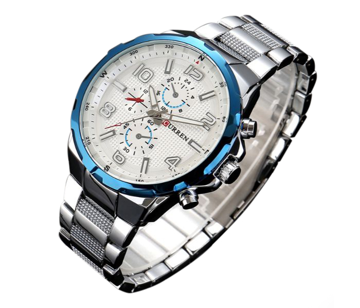 Curren 8276 Fashion Quartz Watch For Men Silver And White - Zoom Image 1