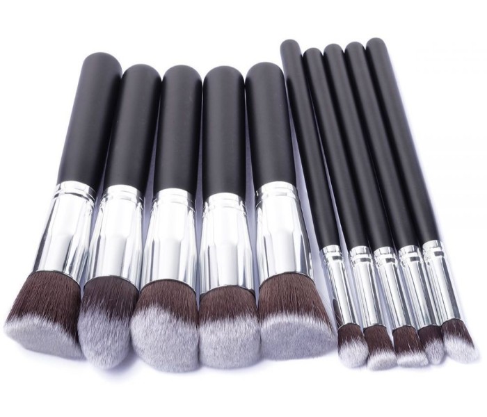 Cosmetic Makeup Beauty Brushes 10 Piece with Leather Case Pouch CM010 Black - Zoom Image 2