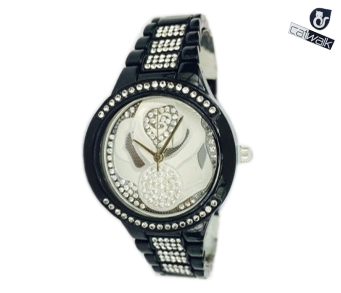 Catwalk CW-167 Genuine quality Fashionable Cz Watch For Women - Black - Zoom Image