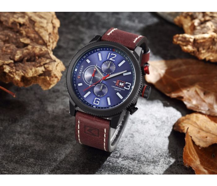 Curren 8281 Quartz Wristwatch For Men Brown and Blue - Zoom Image 1